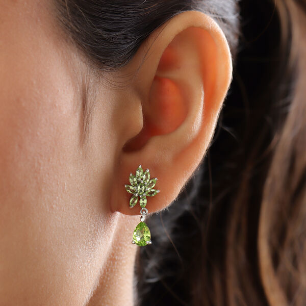Nat&uuml;rlicher Peridot-Ohrh&auml;nger, 925 Silber platiniert ca. 3,08 ct&nbsp; image number 3