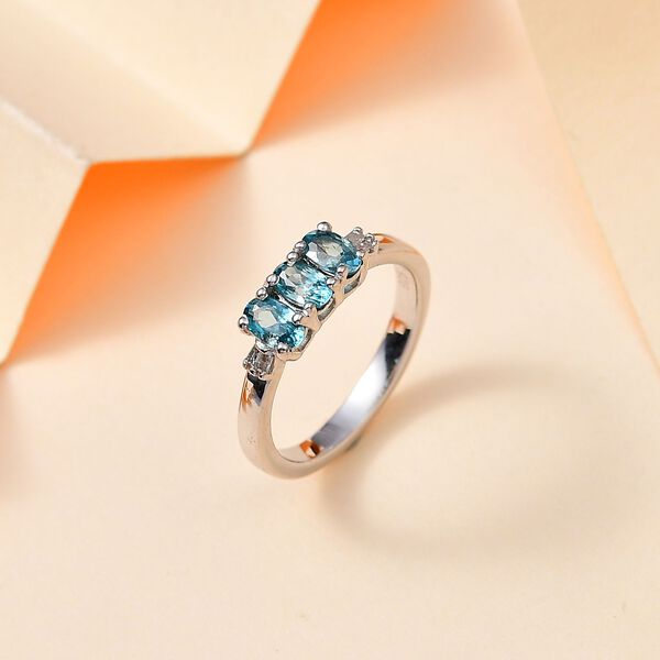AA blauer Zirkon und Diamant Ring - 1,11 ct. image number 2