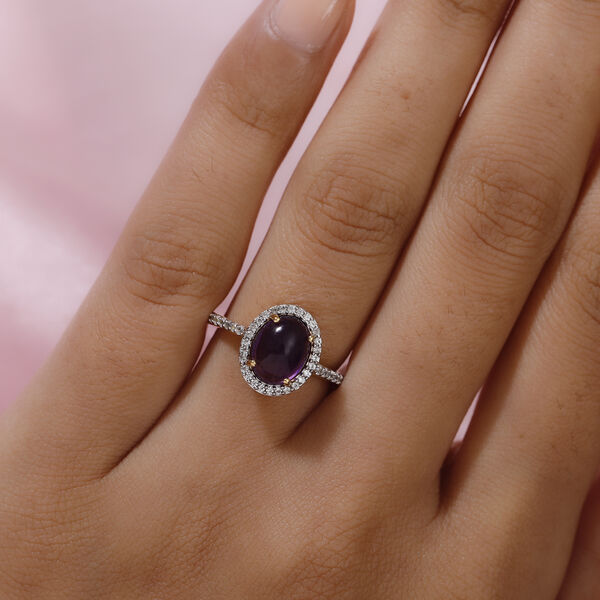 Afrikanischer Amethyst und Zirkon Ring 925 Silber vergoldet  ca. 2,37 ct image number 3