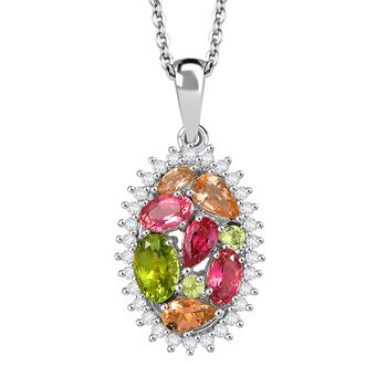D'Joy AAA Multi-Calabar-Turmalin und Zirkon Anh&auml;nger mit 50cm Kette - 2 ct.
