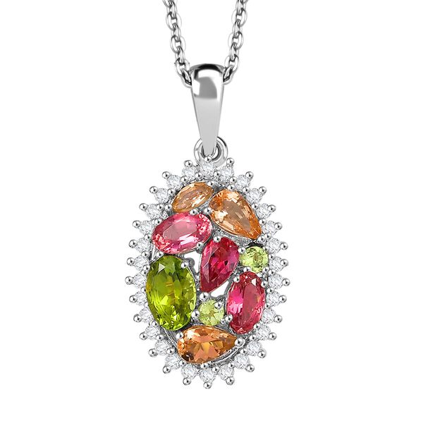 D'Joy AAA Multi-Calabar-Turmalin und Zirkon Anhänger mit 50cm Kette - 2 ct. image number 0