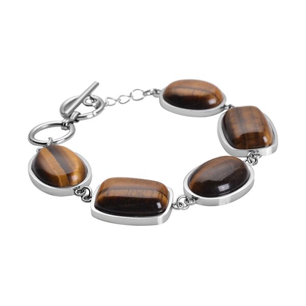 Gelbes Tigerauge-Armband, ca. 19 cm, Edelstahl ca. 80.00 ct image number 3