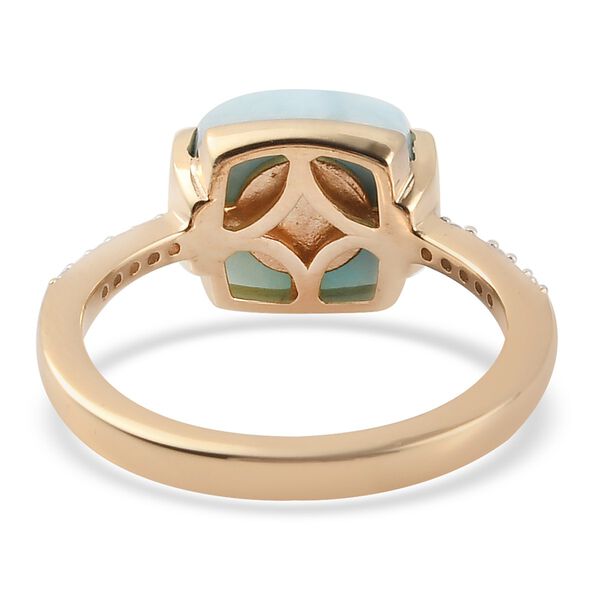 Larimar und Zirkon Solit&auml;r Ring 925 Silber 585 Vergoldet image number 6