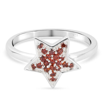 LUSTRO STELLA - Granat Zirkonia Stern Ring 925 Silber (Gr&ouml;&szlig;e 16.00)