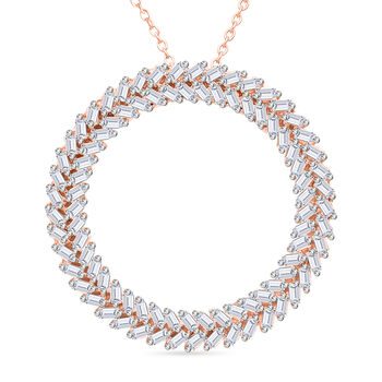 LUXURIANT SGL zertifizierter VS-EF Labor Diamant Anh&auml;nger mit 50cm Kette, 925 Silber 750 Ros&eacute;gold Vermeil - 1 ct.