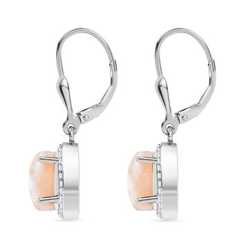 AA Natrolith, Wei&szlig;er Zirkon Ohrringe 925 Silber rhodiniert ca. 4.13 ct