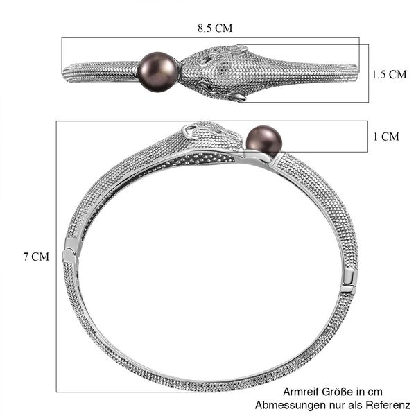 Pfau Perle und schwarzer Spinell-Armreif image number 6
