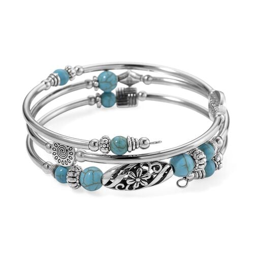 Blauer Howlit Armband ca. Flexibles cm Schwarz oxidiert ca. 40.00 ct image number 0