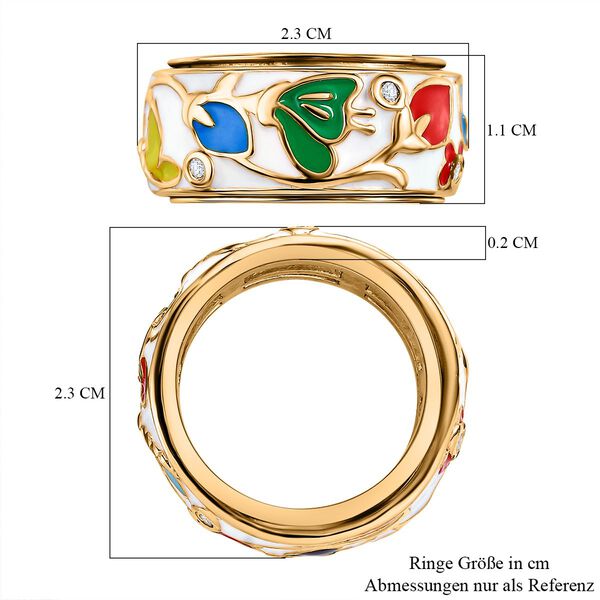 Bunte Blüten Diamant emaillierter Anti-Stress-Spinning-Ring image number 6
