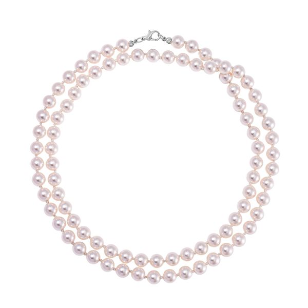 Wei&szlig;e Muschelkernperlen Halskette, 100 cm image number 3