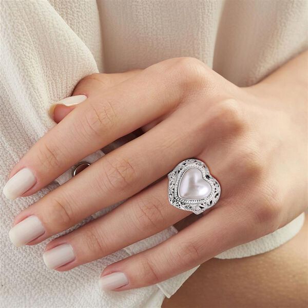 D'Joy Royal Bali - Wei&szlig;er Mabe Perle Herz Ring image number 2