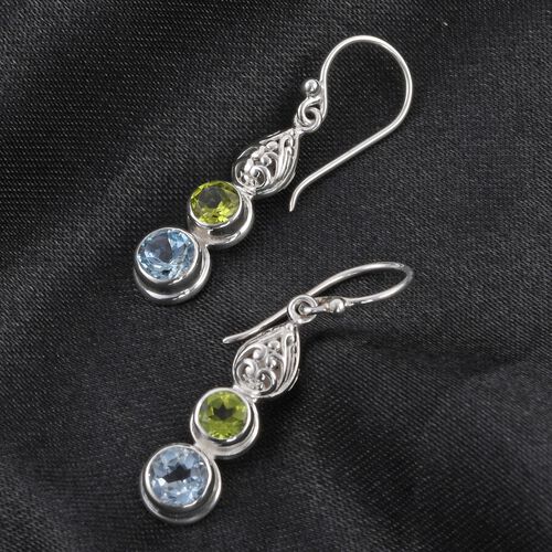 Royal Bali Kollektion - himmelblaue Topas und Peridot-Ohrhänger - 3,81 ct. image number 1
