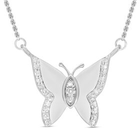 Diamant Halskette, 50cm, 925 Silber platiniert - 0,15 ct.