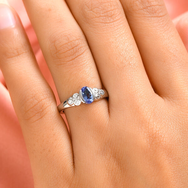 Tansanit und Zirkon Ring 925 Silber platiniert  ca. 0,76 ct image number 3