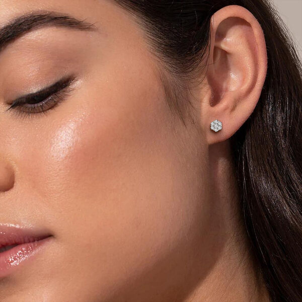 LUXURIANT 1 ct. SGL zertifizierte VS Labor Diamant Ohrringe, 925 Silber platiniert image number 2