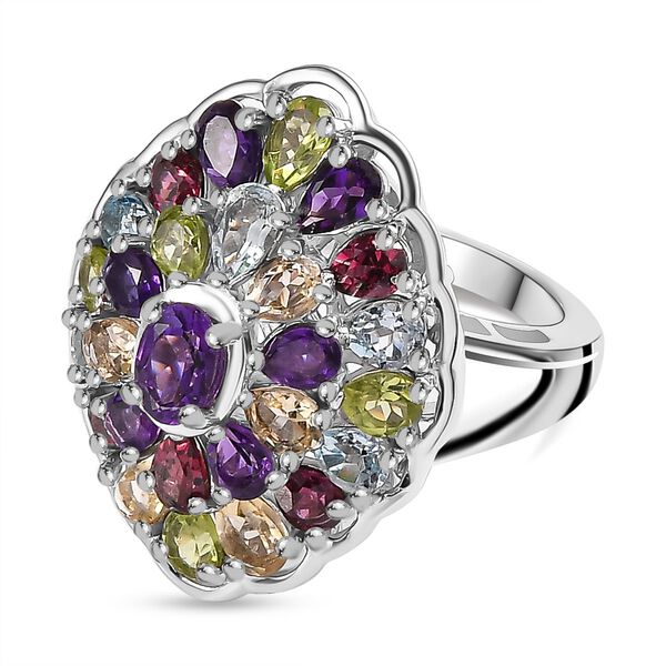 Mehrfarbig Edelstein Ring 925 Silber rhodiniert (Gr&ouml;&szlig;e 17.00), ca. 5.20 ct