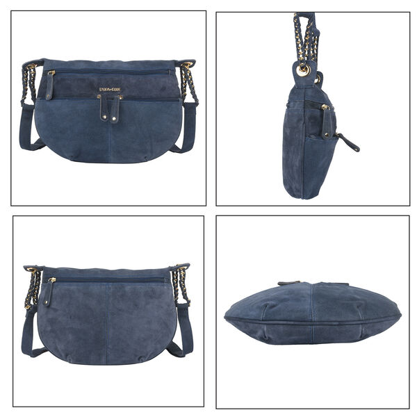 Crossbody Tasche aus 100% echtem Leder, Größe 33x3,8x25,4 cm, Dunkelblau image number 5