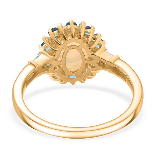 AA Natürlicher, äthiopischer Welo Opal, Neon Apatit und Moissanit Ring - 1,97 ct. image number 6