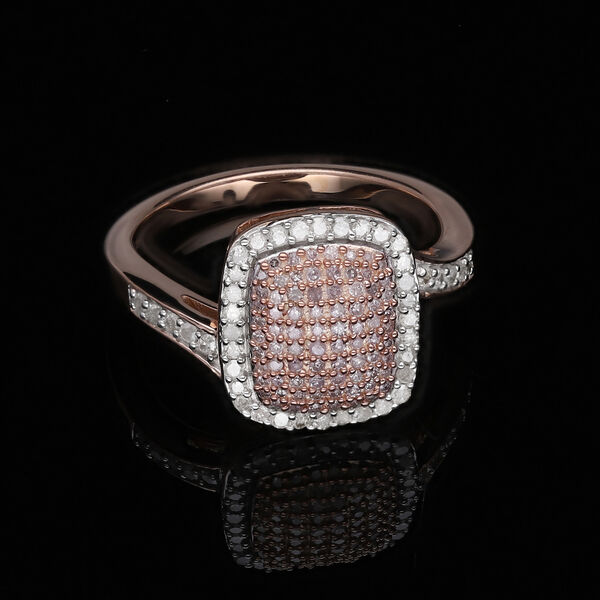 Nat&uuml;rlicher rosa und wei&szlig;er Diamantring - 0,50 Karat. image number 2