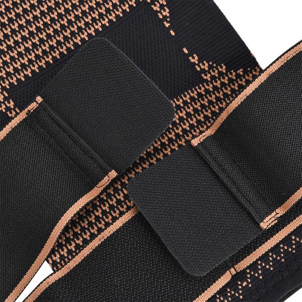 Kupferfaser Knie Bandagen Paar verstellbar Kompression Schwarz-Kupfer image number 3