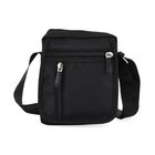 Umhängetasche mit mehreren Reißverschlussfächern und RFID-Schutz, Größe 12,5x6x16 cm, Schwarz