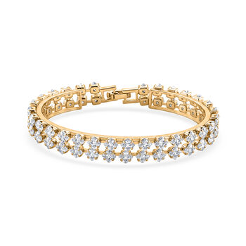 Zweilagiges wei&szlig;es Zirkonia 19cm Armband in Goldton