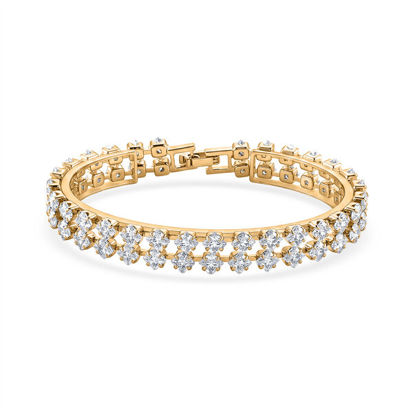Zweilagiges wei&szlig;es Zirkonia 19cm Armband in Goldton