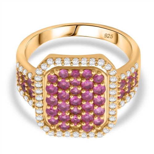 Rosa Saphir Ring 925 Silber Gelbgold Vermeil (Größe 17.00) ca. 1,99 ct image number 0