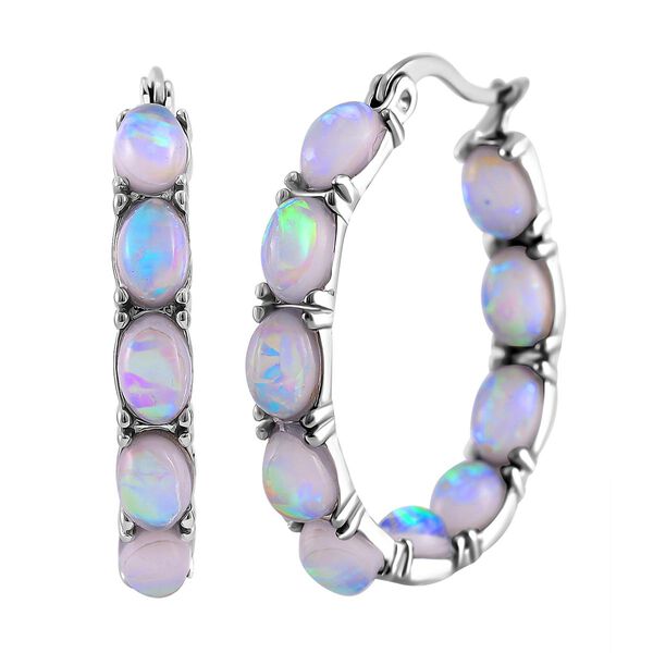 Wei&szlig;e simulierte Opal-Inside-Out-Creolen image number 0