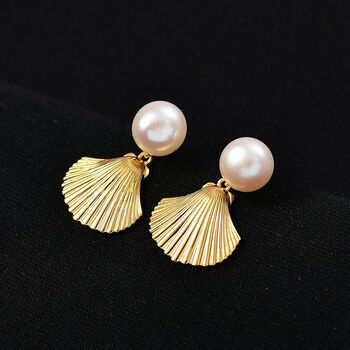 EVER TRUE S&uuml;&szlig;wasser Perle (8-10 mm) Ohrringe Nickelfreies Messing, Goldfarben