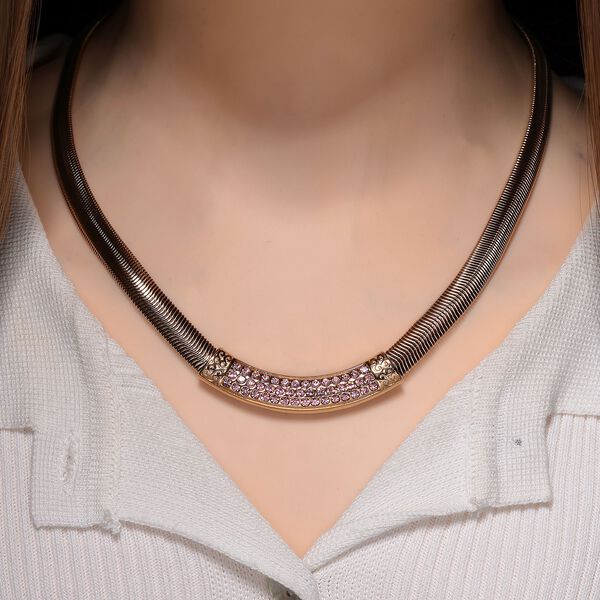 Rosa Kristall 50+5cm Halskette in Roségoldton image number 1