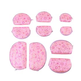 10er-Set Jacquard gewebter Schmuckbeutel mit Reißverschluss, 5 verschiedene Größen, Rosa