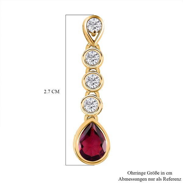 Rhodolith Granat und Zirkon-Ohrh&auml;nger, 925 Silber vergoldet, 2,32 ct. image number 5