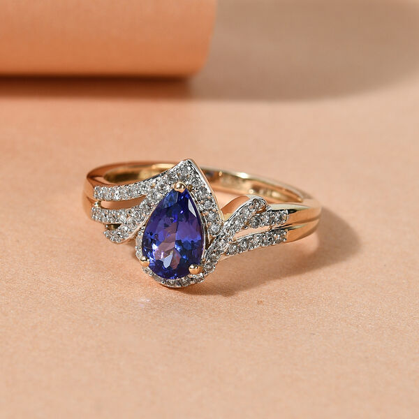 AAA Tansanit und I1-I2 GH Diamant-Ring - 1,20 ct. image number 2