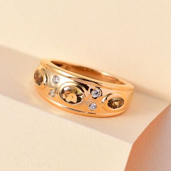 AA nat&uuml;rlicher, goldener Tansanit und Zirkon-Ring - 0,91 ct.