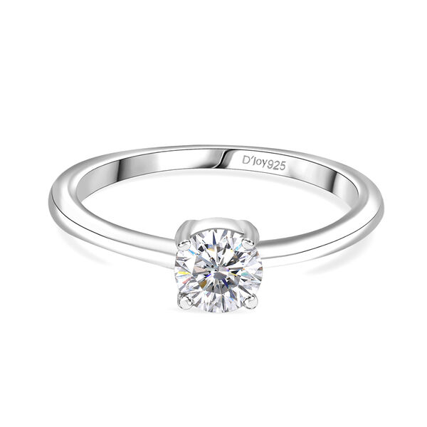 D'Joy Moissanit Ring 925 Silber platiniert (Gr&ouml;&szlig;e 20.00) ca. 0,46 ct