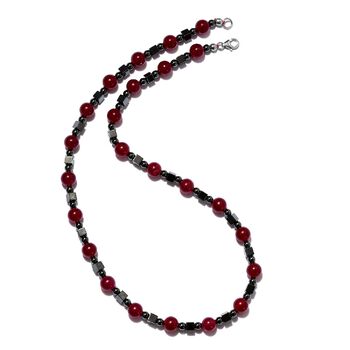 Onyx und H&auml;matit Halskette ca. 50 cm Lange 925 Silber platiniert ca. 157,95 ct