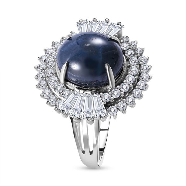 Blauer Sternsaphir und Zirkon-Ring - 7,20 ct. image number 2