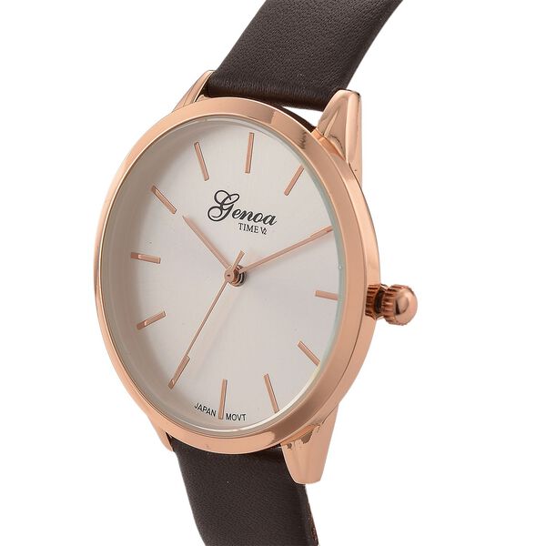 GENOA TIME - Armbanduhr Legierung, roséfarben, Zifferblatt Weiß-Sunshine, 3 ATM wasserdicht image number 3