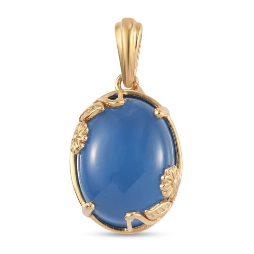 Blauer Onyx Anhänger 950 Kupfer Ionenbeschichtetes Gold Platin ca. 9,28 ct image number 0