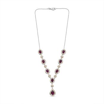 K&ouml;niglicher Glamour- AAA Afrikanischer Rubin (Fissure gef&uuml;llt) Halskette ca. 45 cm 925 Silber rhodiniert ca. 13.88 ct