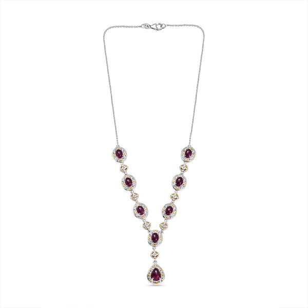 K&ouml;niglicher Glamour- AAA Afrikanischer Rubin (Fissure gef&uuml;llt) Halskette ca. 45 cm 925 Silber rhodiniert ca. 13.88 ct image number 3