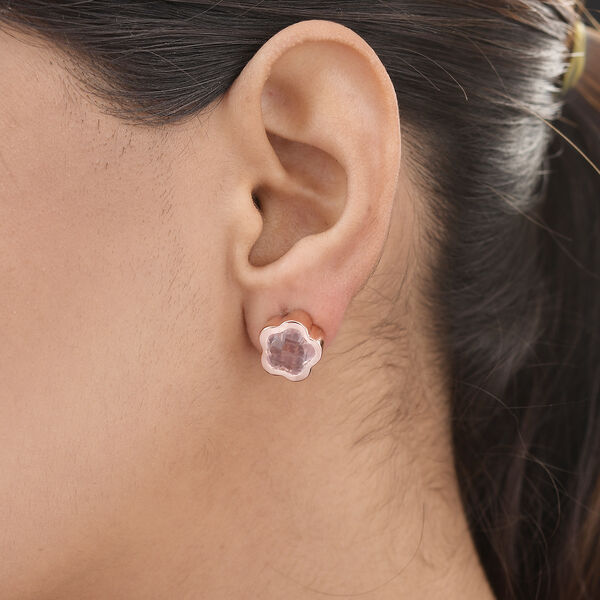 Rosenquarz-Ohrstecker, 925 Silber ros&eacute;vergoldet ca. 6,51 ct image number 3