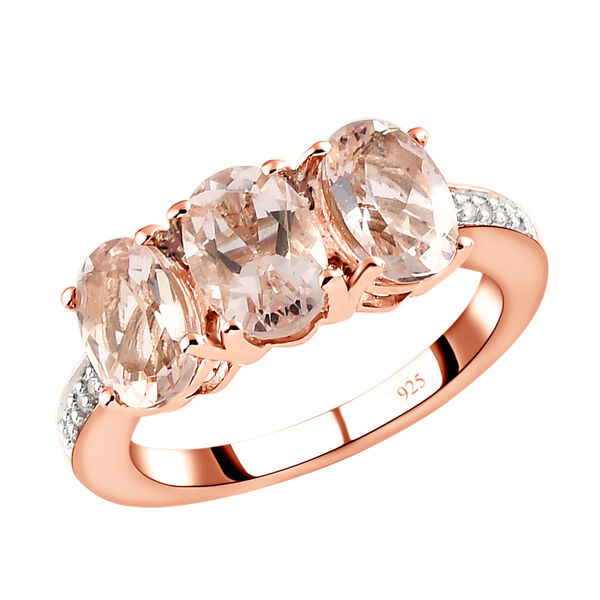 AAA Marropino Morganit und weißer Zirkon-Ring, 925 Silber Roségold Vermeil  ca. 2,44 ct image number 4