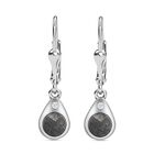 Meteorit und weiße Zirkon-Ohrringe, 925 Silber platiniert ca. 3.53 ct