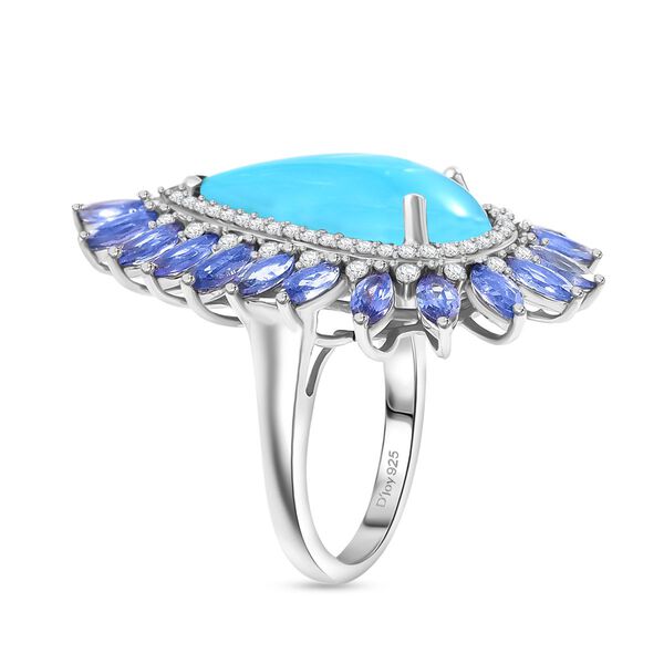 D'Joy AA Sleeping Beauty T&uuml;rkis, Tansanit Ring 925 Silber rhodiniert (Gr&ouml;&szlig;e 20.00) ca. 10,58 ct image number 4