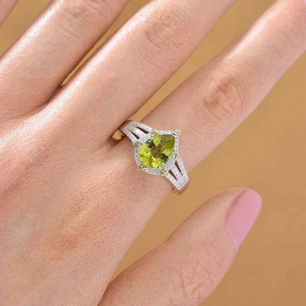 D'joy Nat&uuml;rlicher Peridot Ring 925 Silber rhodiniert (Gr&ouml;&szlig;e 19.00) ca. 2.58 ct image number 1