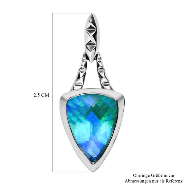 Paraiba Pfau Triplett Quarz Ohrringe - 5,84 ct. image number 4