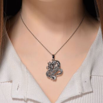 Drachen-Anh&auml;nger mit 44,5+5cm Kette in Silberton