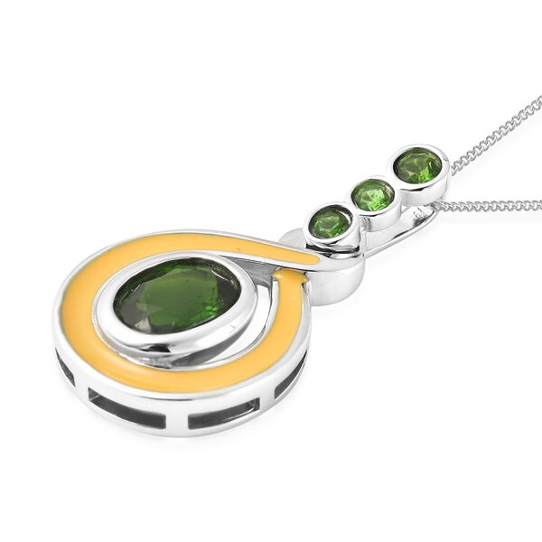 Nat&uuml;rlicher Chromdiopsid Anh&auml;nger mit Kette 45 cm. 925 Silber rhodiniert ca. 0,74 ct image number 4